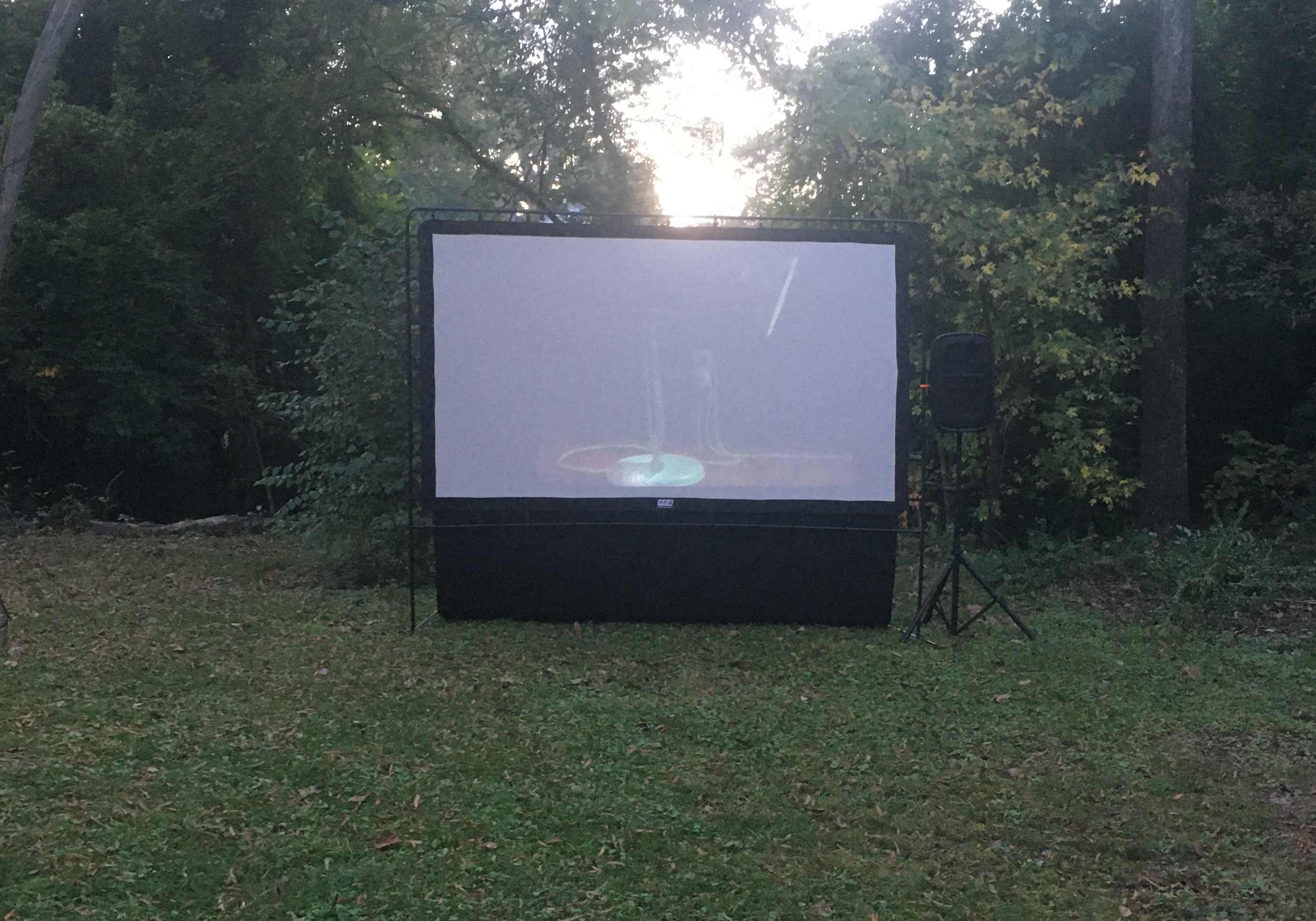 Backyard Movie Night as the sun sets.